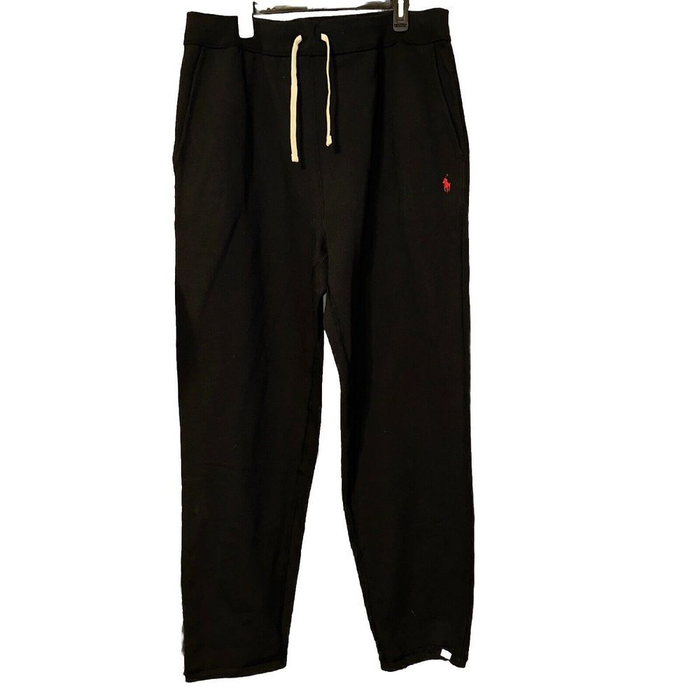 POLO RALPH LAUREN Men's Big & Tall Black RL Fleece Sweatpants Jogger Pants